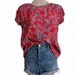 GAP Red and Blue Floral Women's Blouse